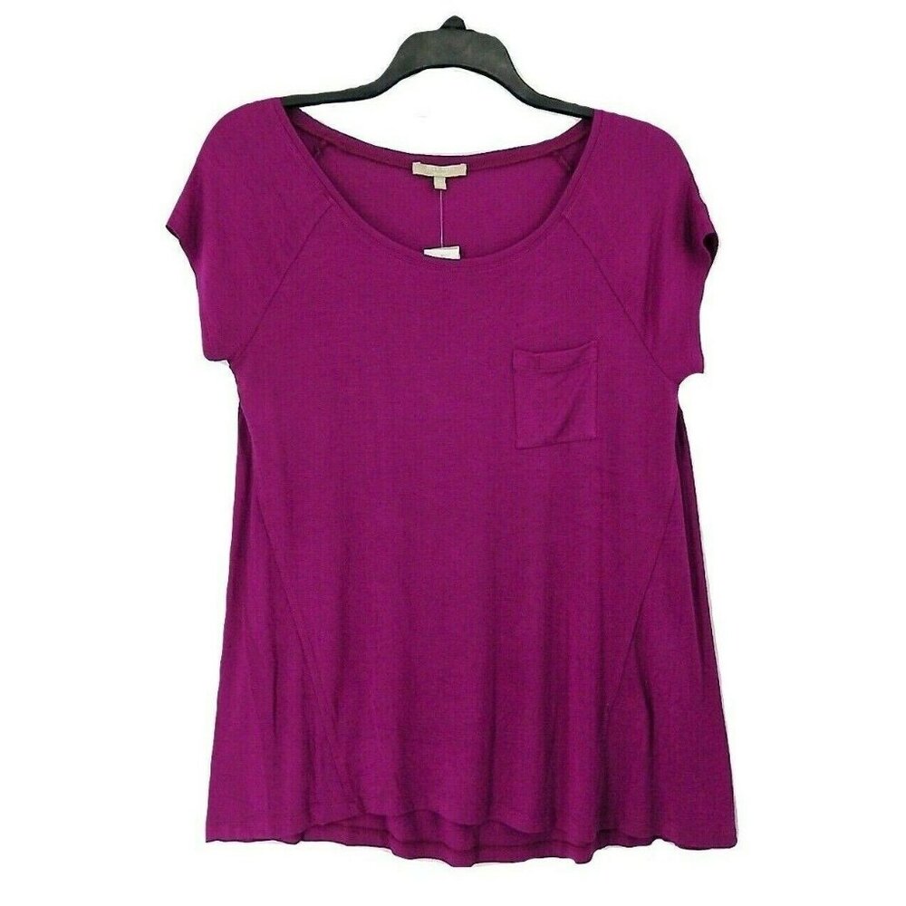 Joan Vass Top Size Medium Cap Sleeve Tunic Top Ember Glow Mulberry